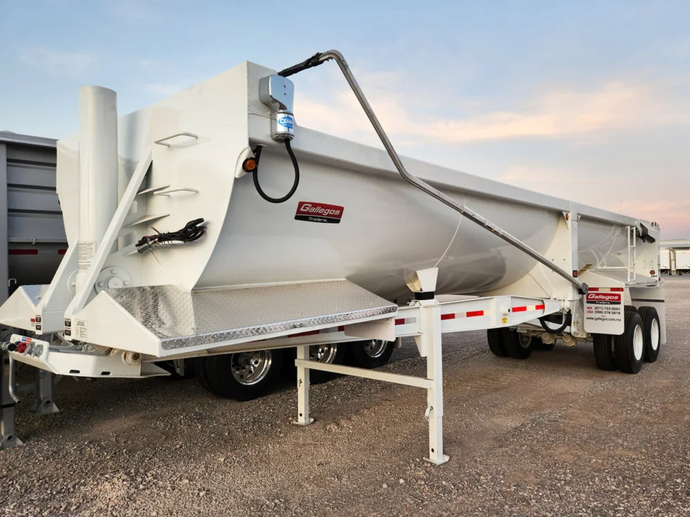 Half round end dump trailer for construction and aggregates